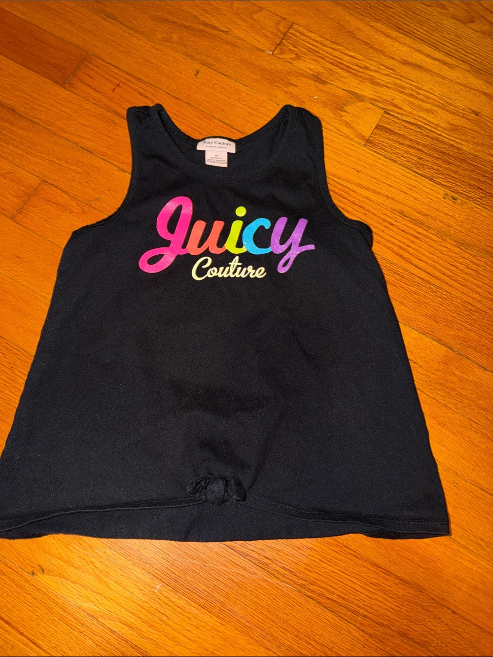 Juicy Couture Black Tank Top with Rainbow Script Logo in new condition